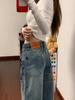 Women's High-Waisted Washed Rivet Wide-Leg Jeans - Autumn/Winter Floor-Length, Comfortable, Versatile, Slimming Straight Pants