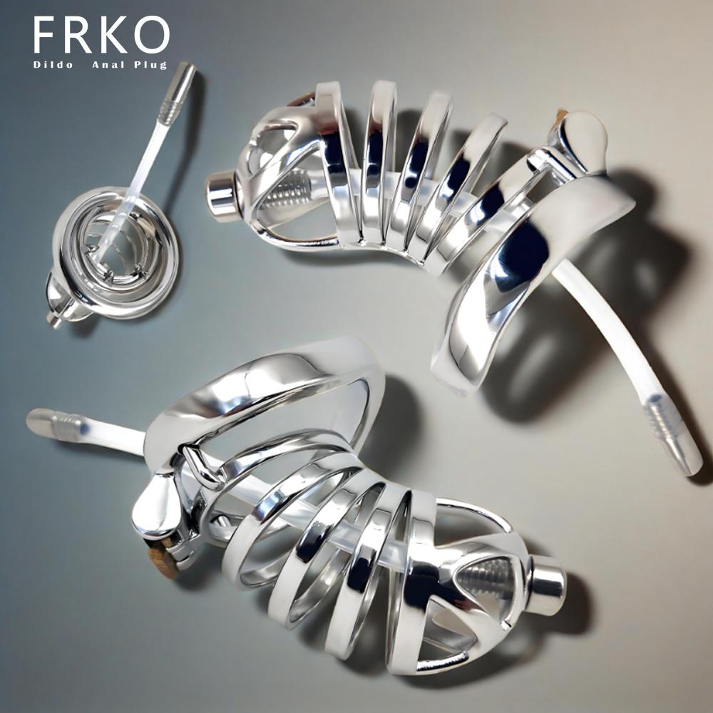 FRKO BDSM Stainless Steel Chastity Device with Urethral Sounds Catheter Lock Cock Cage Male Adult Sex Shop Sex Toys For Men 18 Plus Premium Quality In