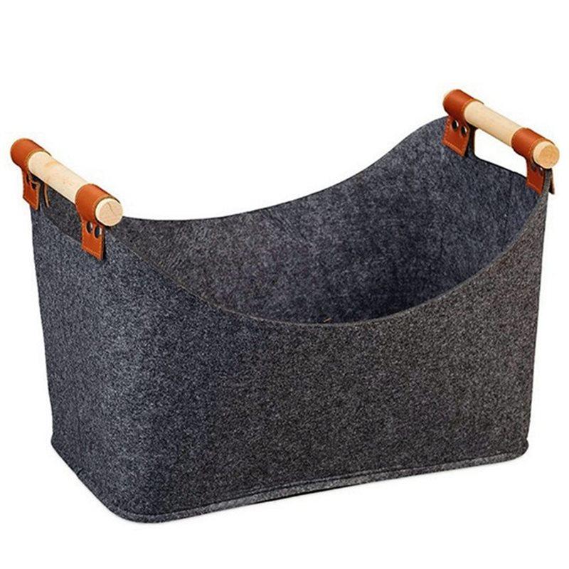 2X Foldable Wood Basket Large Capacity 57 L Fireside Wood Carrier Holder Bag For Firewood Wood Newspapers Clothes