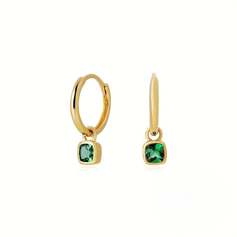 A Pair of Simple and Elegant Retro Geometric Green Square Earrings, Women's Earrings and Earrings, Preferred for Friends' Gatherings