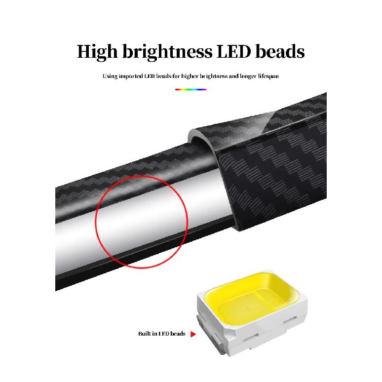 New Car Carbon Fiber Tail Light Modified Trunk Tail Light, Turn Signal Brake Light, Universal LED Iridescent Flow Light