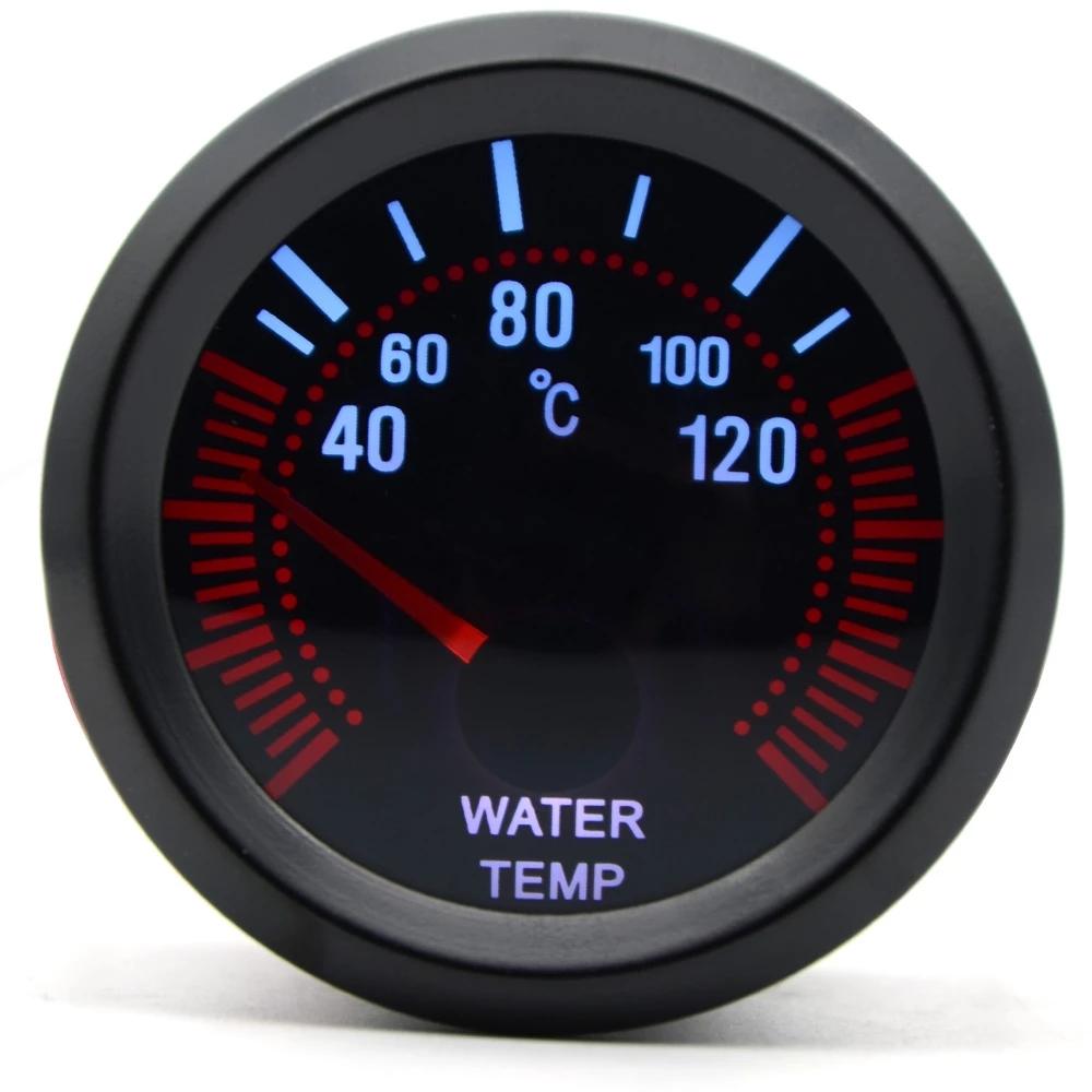 2'' 52mm Universal Smoke Lens Water Temp Temperature Gauge 40-120C LED With Water Temp Sensor Car Gauge