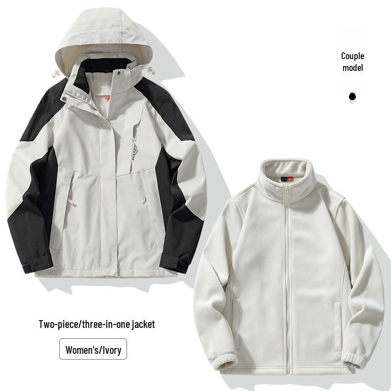 Women's 3-in-1 Detachable Jacket: 2024 Windproof Velvet Lined for Autumn/Winter