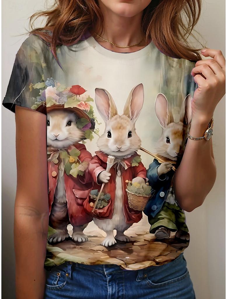Casual Harajuku T-shirt Women's Round Neck T-shirt Top Clothing