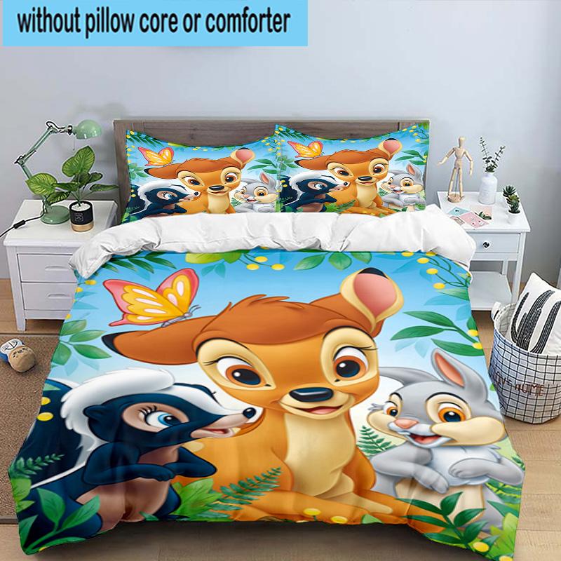 3PCS Classic cartoon Bam Deer 3pcs Bedding,Including 3PCS Duvet Cover And 2pcs Pillowcases Perfect for Christmas,Ideal for Bedroom, Dormitory