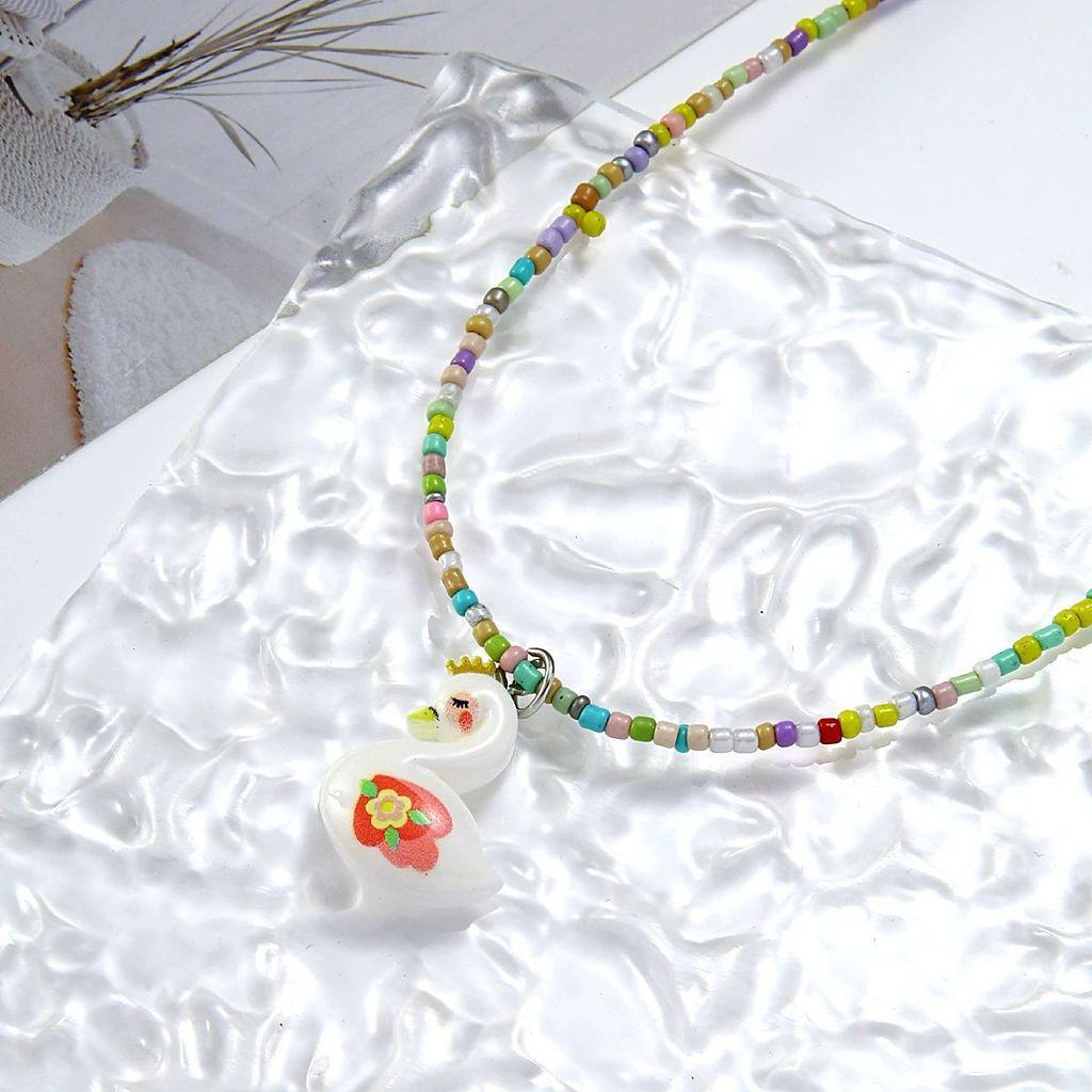 Kids Butterfly Heart Necklace Handmade Beaded Jewelry For Girls Spring 2025