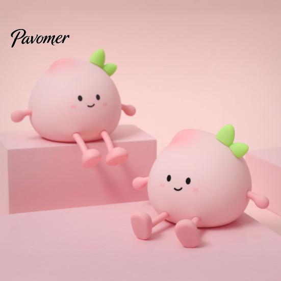 Portable USB Charging Night Light Cute Peach Light, Tap Control Squishy Bedside Lamp with Phone Holder, 2 Styles Warm Practical Desk Organizer Gadget