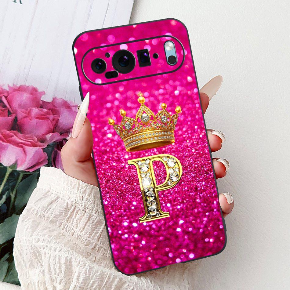 For Google Pixel 9 Pro 9a Pixel9 Fashion New Crown Letter Phone Case For Google Pixel 9 Pixel9a 9Pro Black Silicone Soft Cases