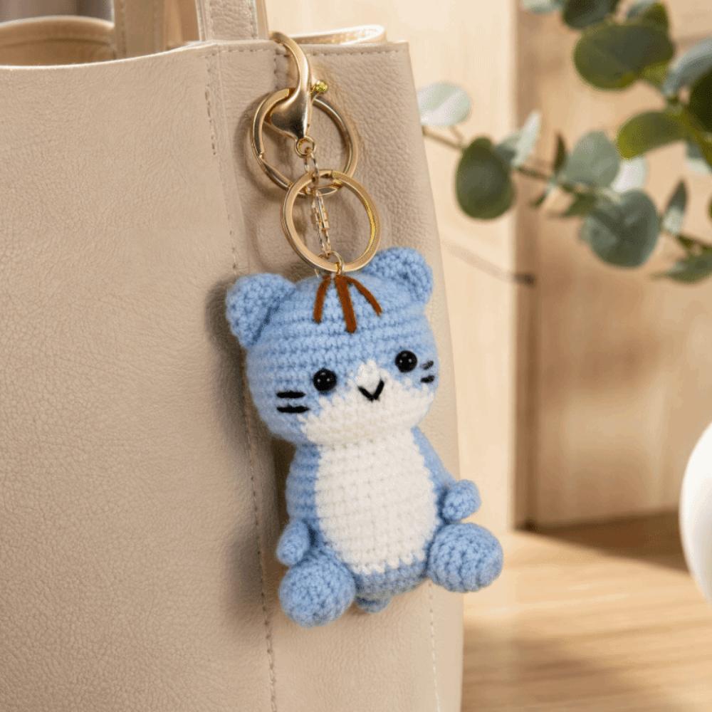 Soft Crochet Kitten Pendant Handmade Knitted Cat  Keychain Mini Kitten Keychain  Bag Charm