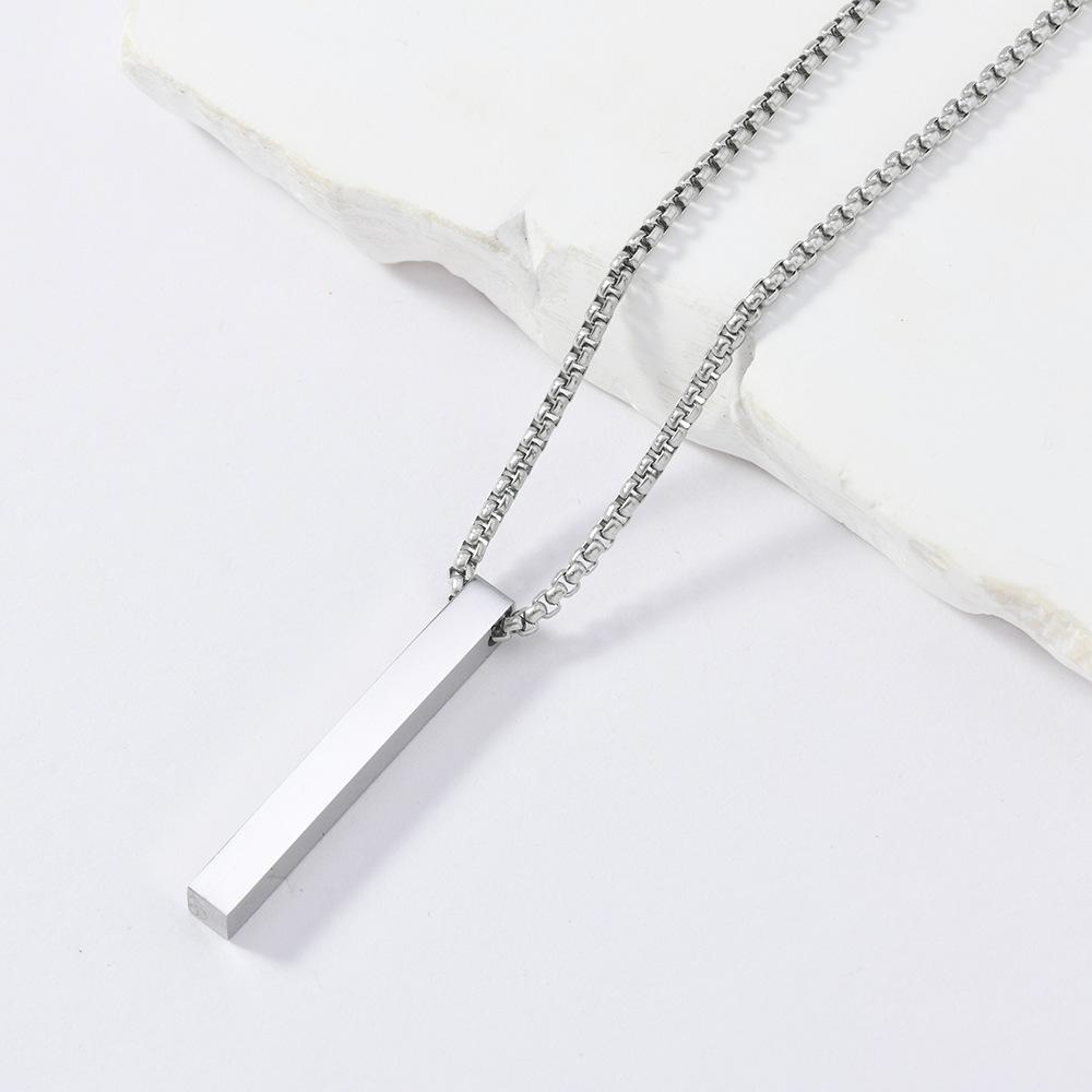 Simple Personality Stainless Steel Geometric Stereo Rectangular Pendant Necklace for Men Women Hip-hop Trend Couple Jewelry Gift