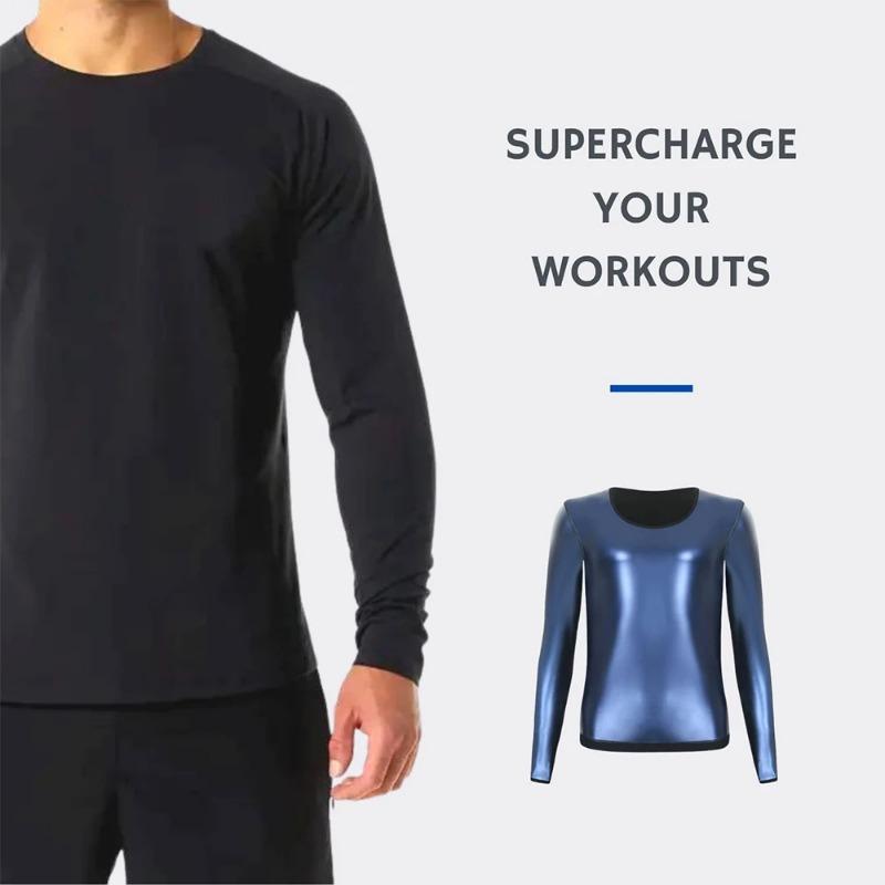 Sauna Shirt für Herren Schweißanzug Kompression Langarm Top Gewichtsverlust Körperformende Shirts für Training Sport