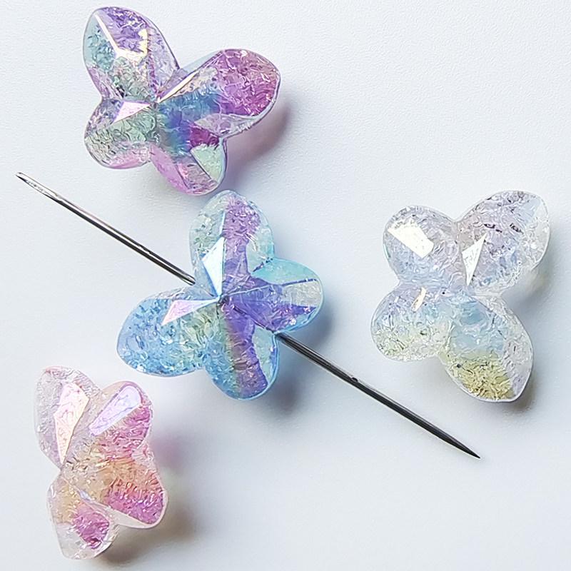 Iridescent Crackle Diamond Butterfly Beads for DIY Jewelry Making