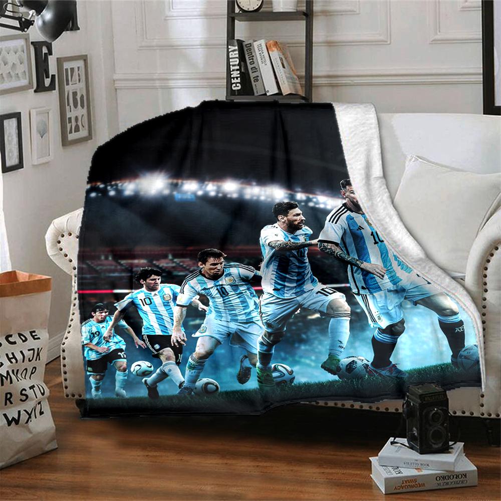 1Pc Argentina Soccer Stars Flannel Blanket, Soft And Comfortable, Casual Warm, Camping Travel, Christmas, Halloween Xmas Gift L1135