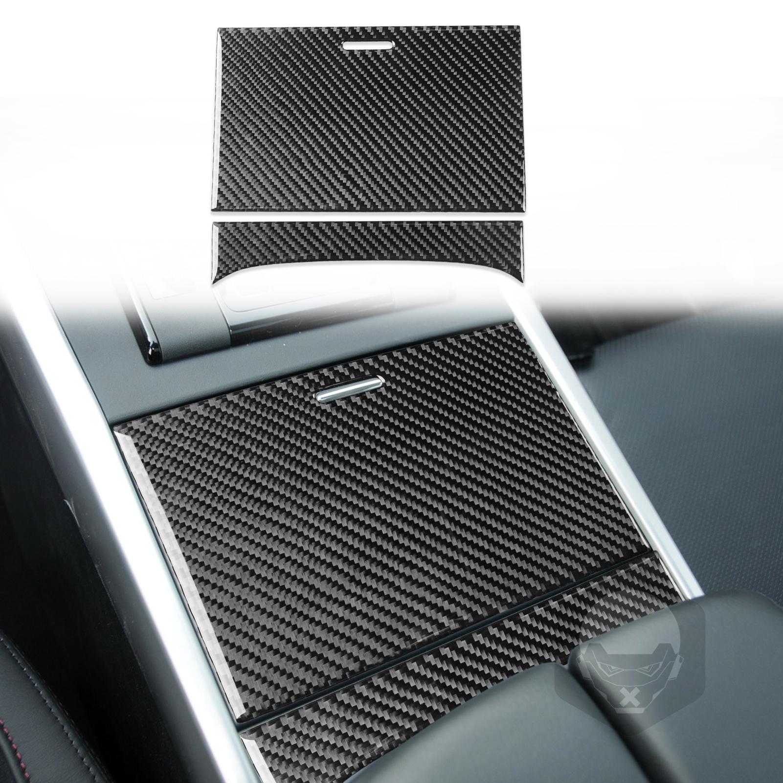 For Mazda CX-9 2010-2015 Carbon Fiber Cup Holder Panel Cover Trim Strips Car Interior Decoration Accessories Sticker Black carbon