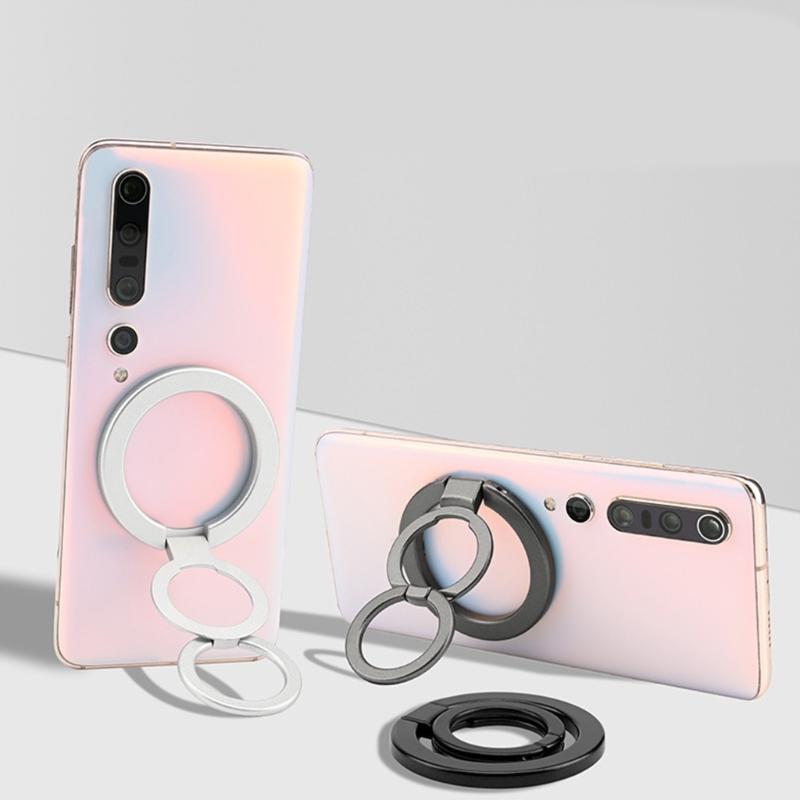 360 Rotating Magnetic Phone Mount with Double Hoop Grip Foldable Design and Metal Construction Universal