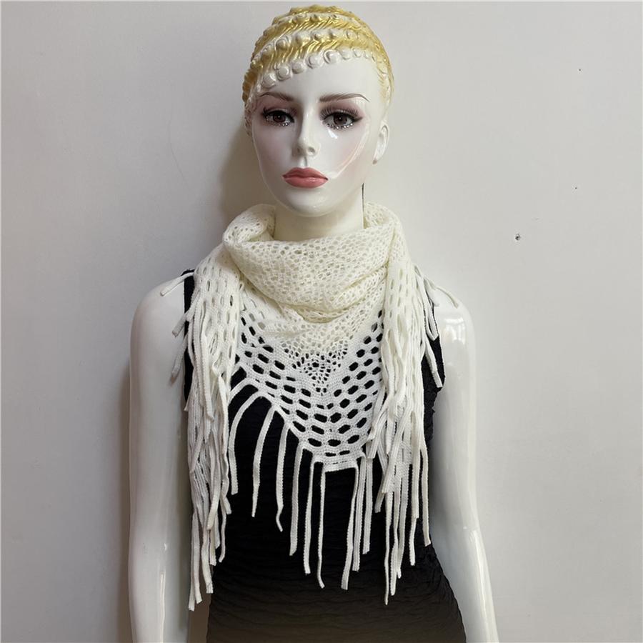 Autumn New Solid Color Triangle Fringe Wool Scarf Knitted Shawl Triangular Scarf Wrap