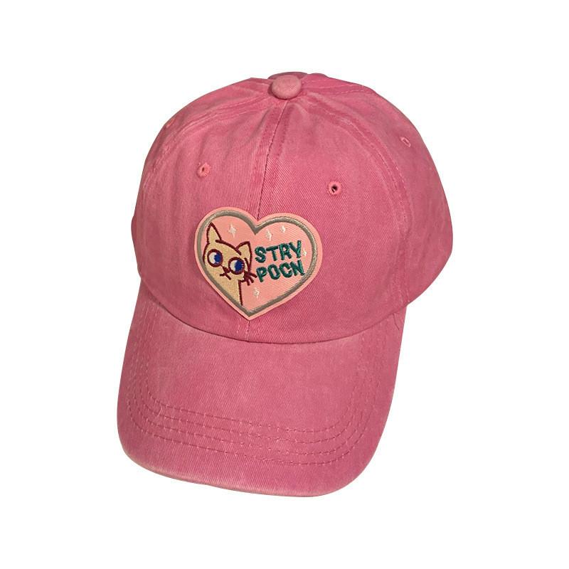 Pink Heart Cute Baseball Cap For Women With Summer Breathable Material