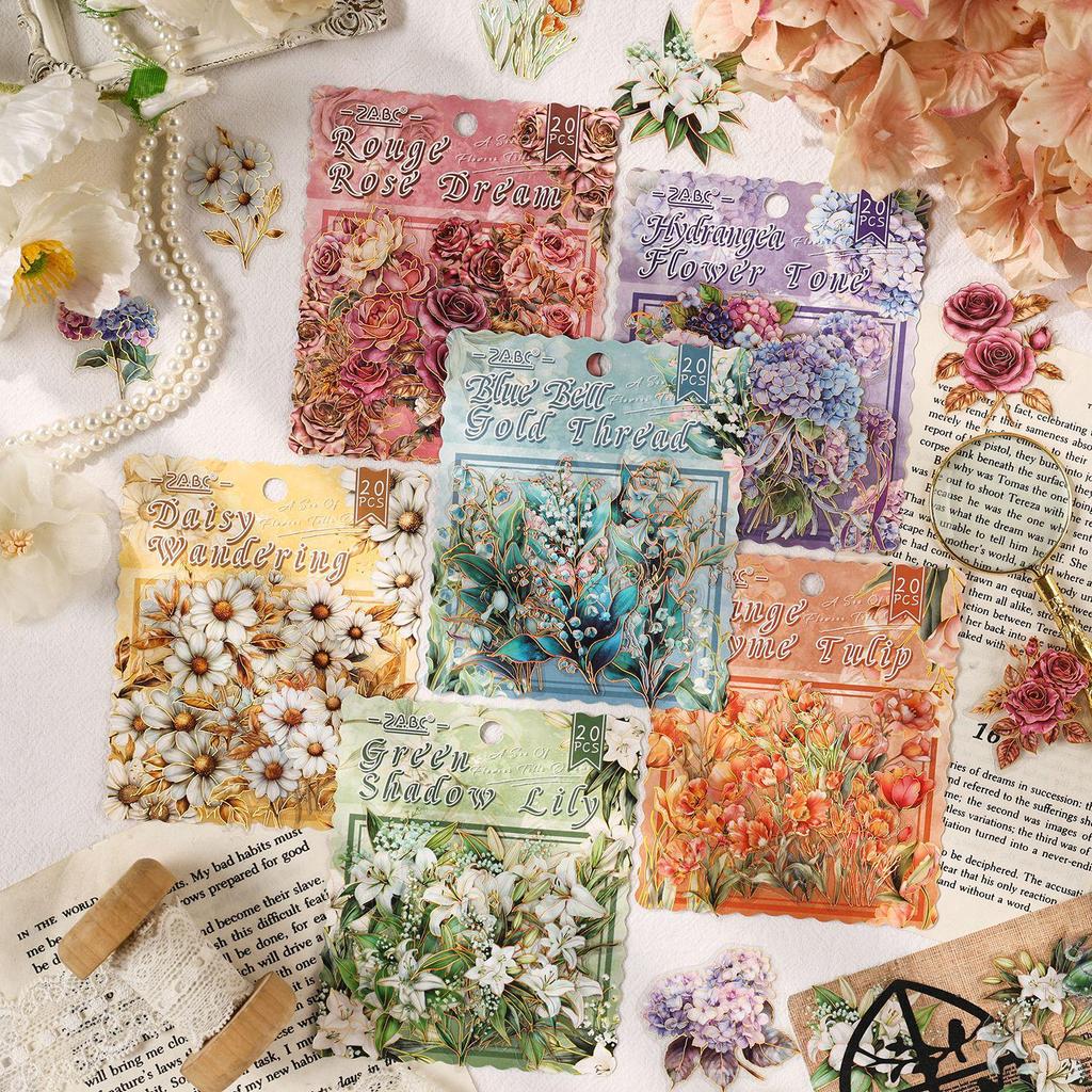 Yuezhen Waterproof Flower Dream PET Hot Stamping Journal Stickers