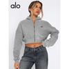 Felpa con cappuccio da yoga foderata in pile da donna, manica lunga, top sportivo, per allenamento invernale, abbigliamento casual