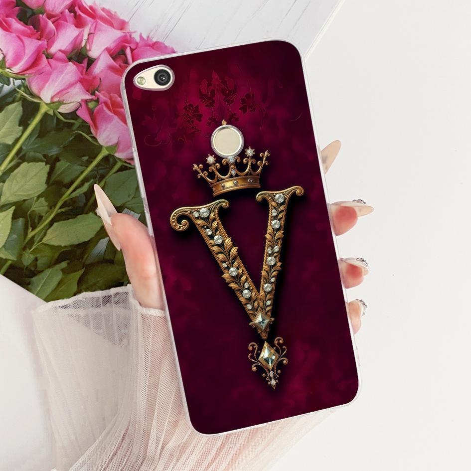 For Huawei P8 P9 Lite 2017 Case PRA-TL10 Luxury Initial Letter Soft Silicone Cover For Honor 8 Lite PRA-LX1 Nova Lite 2017 Shell