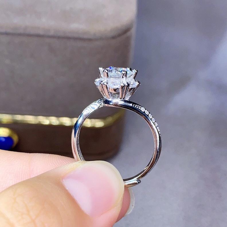 Eight Hearts And Eight Arrows Pt950 Kuaishou Full Diamond Opening Ring Female Zircon Diamond Ring