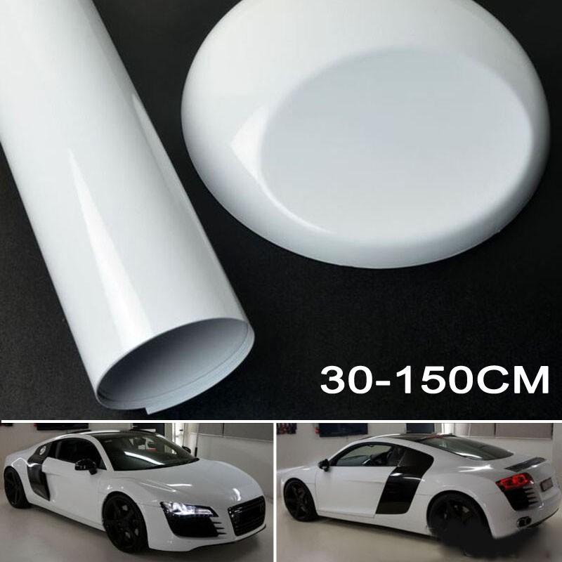 

30*150CM Car sticker Gloss White Vinyl Film Wrap Waterproof UV-resistant