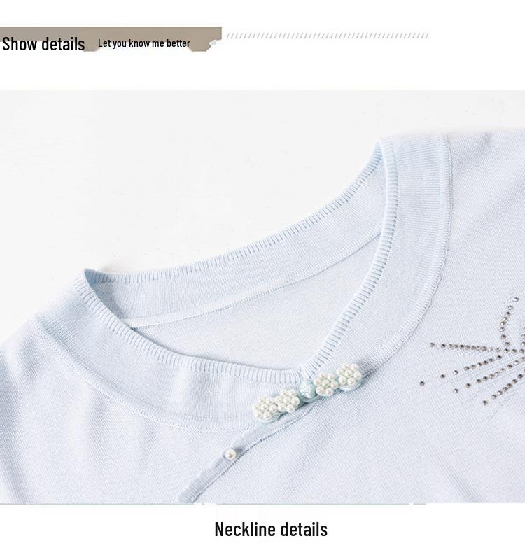 Fashionable Ice Silk Summer Top for Moms - 2026 New Style Short Sleeve Blouse for Mid-Aged Women