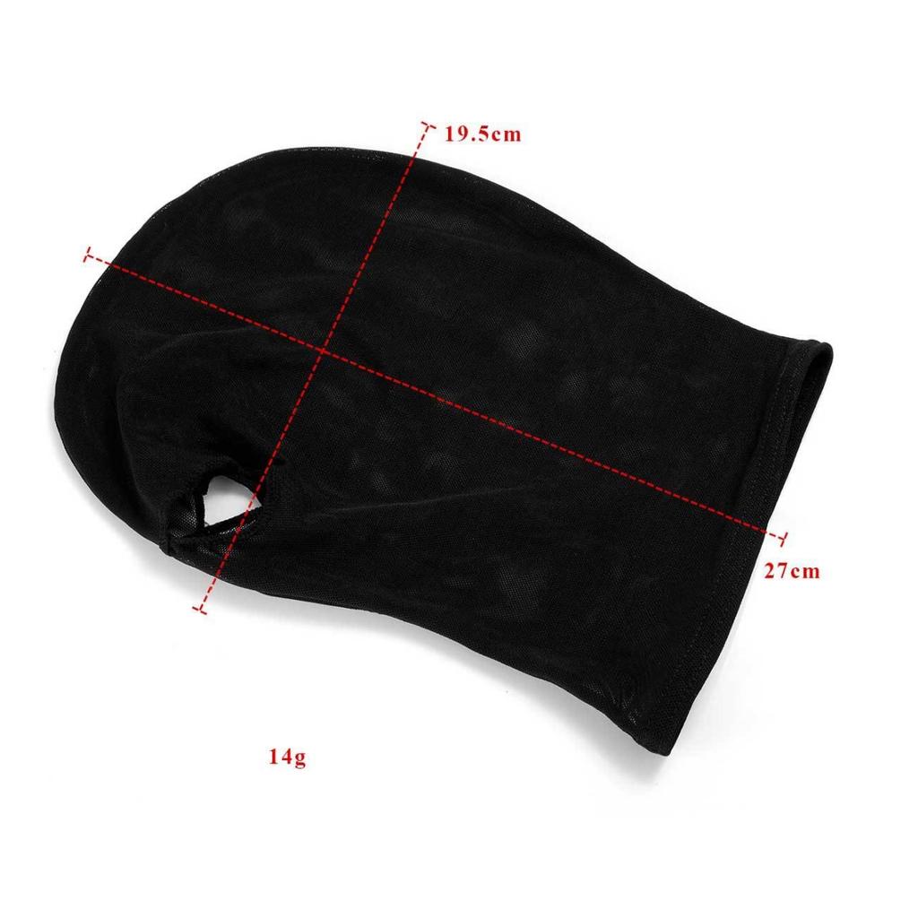 Women Sexy Black Lace Full Face Mask, Stretch Mesh Hood with Eye and Mouth Openings for Halloween Cosplay Party