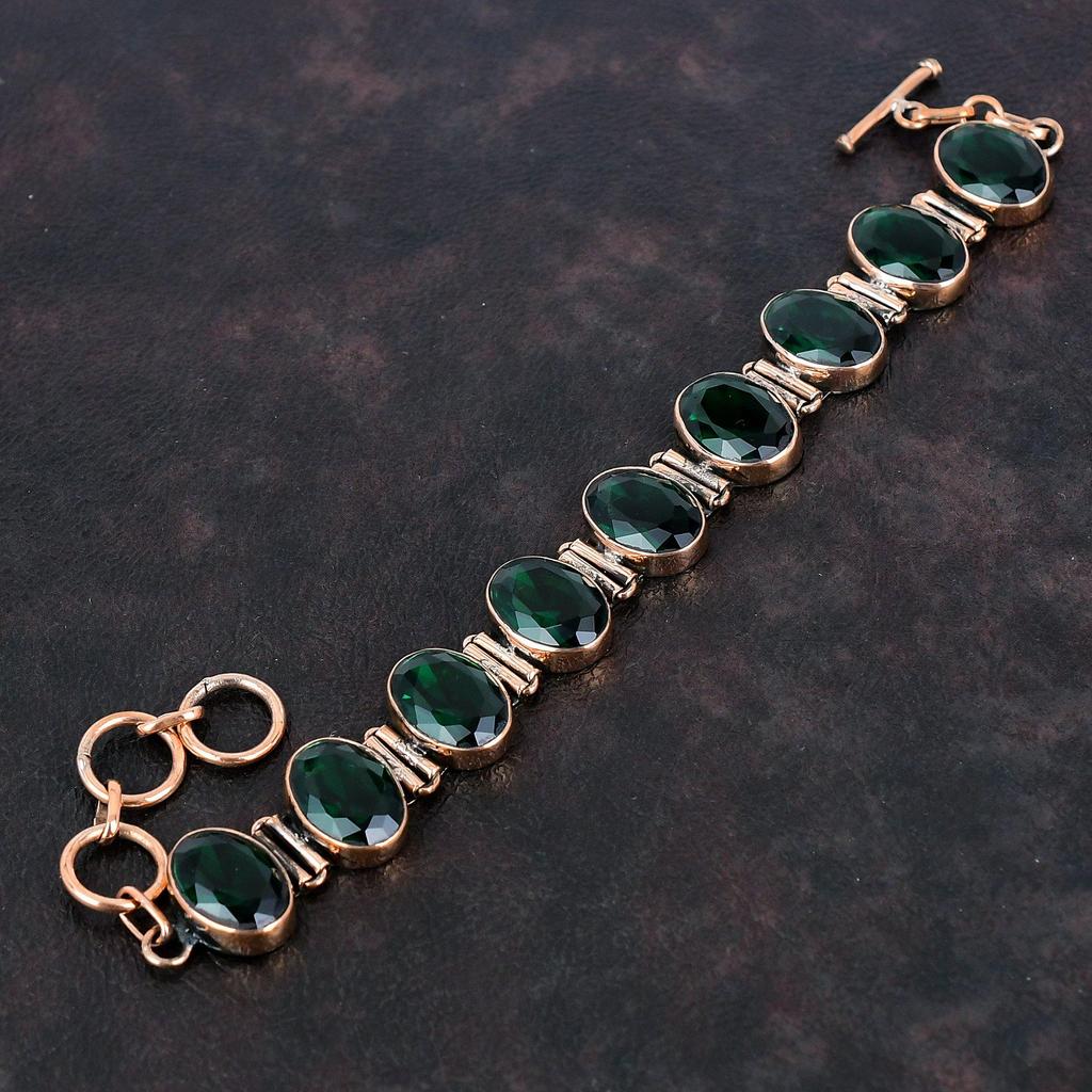 Faceted Chrome Diopside Bracelet Copper Bracelet Adjustable Chain Bracelet Handmade Copper Jewelry Natural Gemstone Bracelet Gifts For Women