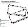 2Pack Simple Style Black And White Racing And Checkered Pattern Car License Plate Frames, Aluminum Car Tags Frame With Screws Caps
