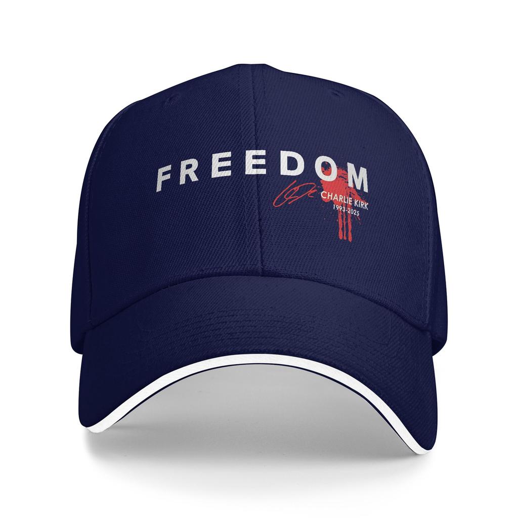 Freedom Blood Splatter Red Signature Charlie Kirk Tribute Baseball Cap  Y2k Cute Couple WomenTrucker Hat Sun Baseball Caps Gift