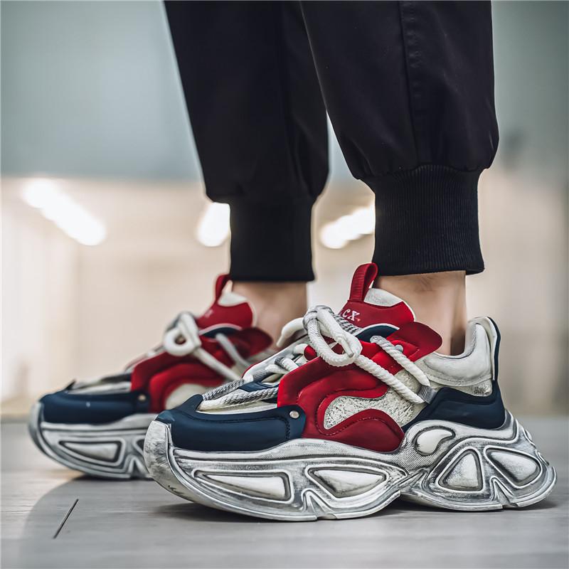 Men's Thick Soled Casual Sports Shoes for Autumn and Winter Fashionable and Trendy Graffiti Tie Up Men's and Women's CasualShoes