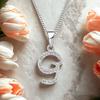Moissanite G Letter 925 Silver White White Gold Plated Pendant Iced Necklace