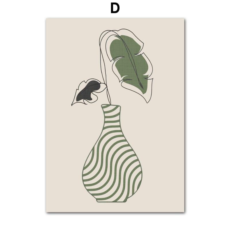 Bohemian Abstract Art Line Girl Sun Rainbow Leaves Posters and Prints Wall Art Canvas Painting Picture Bedroom Living Room Decor