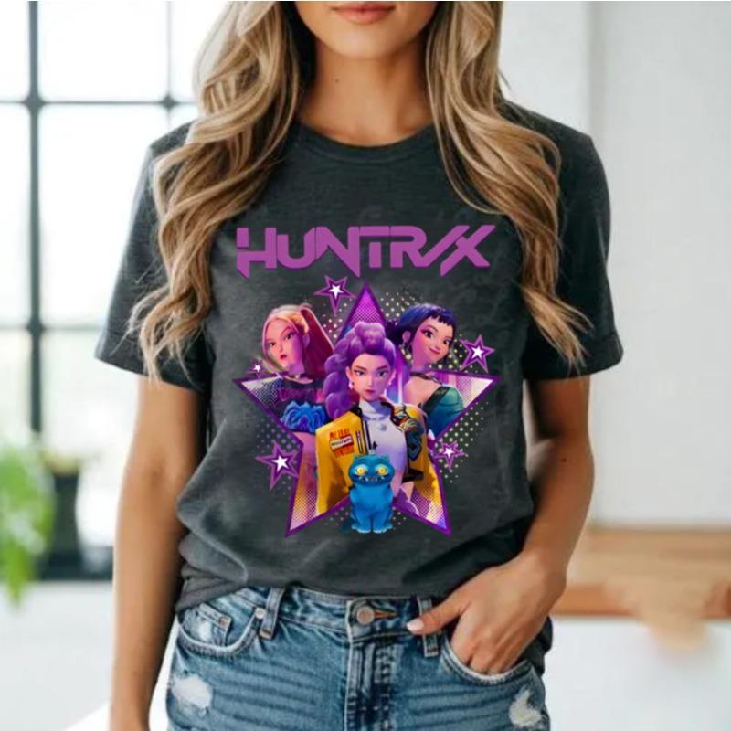 Dámské letní KPop Demon Hunters Grafické tričko Stylové Streetwear tričko s potisky postav Rum Mira Zoey Trendy ležérní