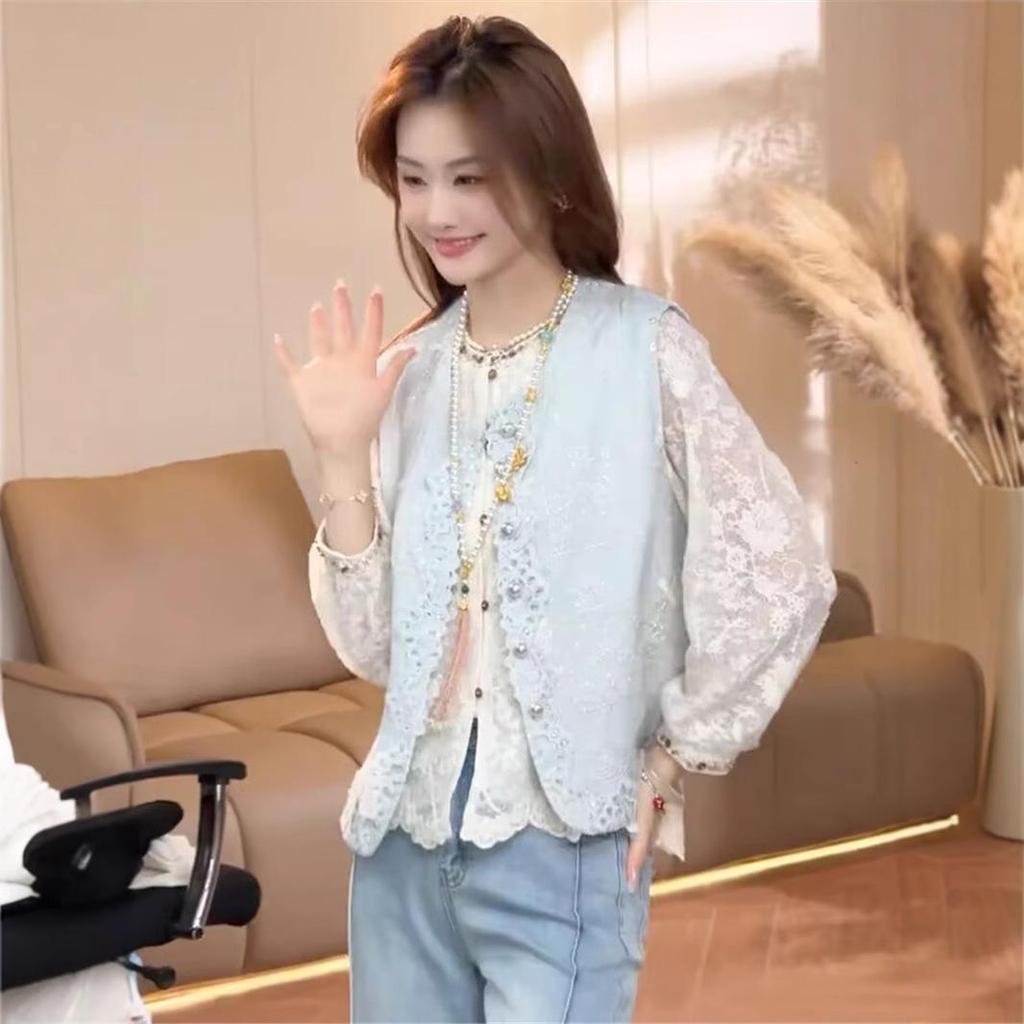 2025 Spring Women's Chinese Jacquard Embroidery Sleeveless Vest