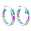 Boucles d'oreilles créoles rondes en opale colorée en forme de C
