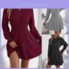 Street Style A Line Dress With Lantern Sleeves And Turtleneck For Fall Winter