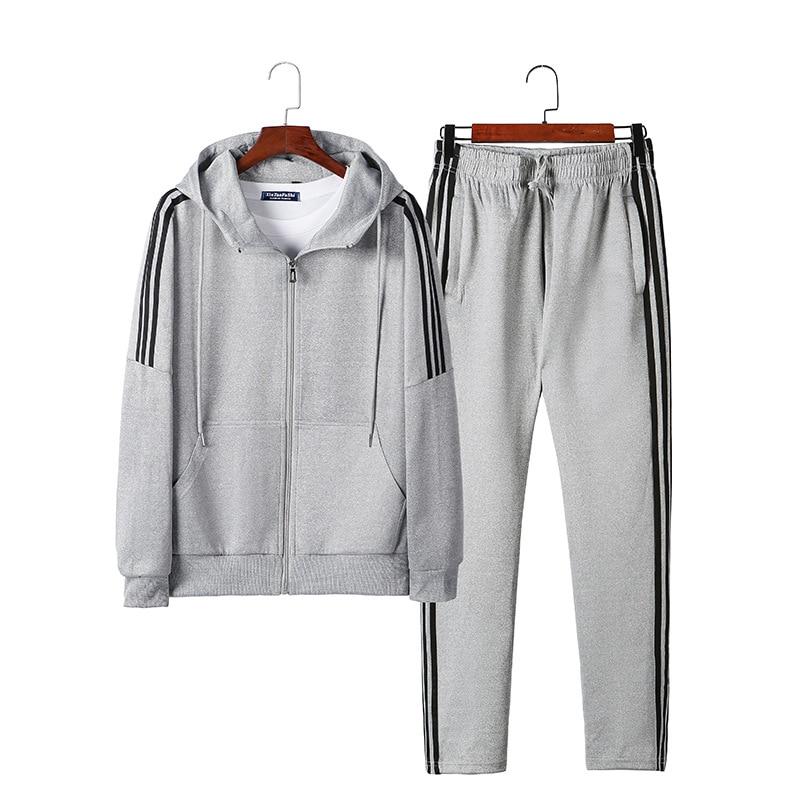 Men 'S Sports Suit Hooded Hoodies Jacket Pants 2 Piece Jogger Set Men Sportswear Autumn Men 'S Sets Sweatpant Extra Large Size 9xl