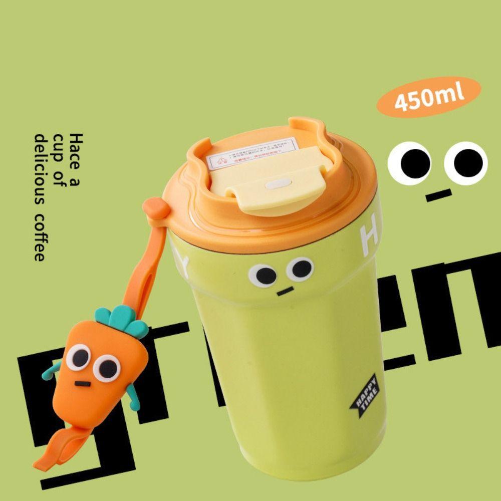 

450ml Large Capacity Water Bottle Cartoon Breakfast Cup Girls Juice Milk Bottle Home Office зелёный