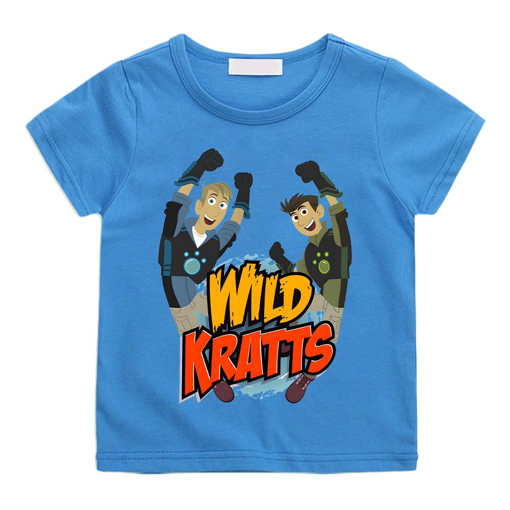 

Футболка с рисунком Wild Kratts с принтом аниме, новая хлопковая футболка для детей, забавный топ с героями мультфильмов, классная одежда для мальчиков с коротким рукавом 130 синий