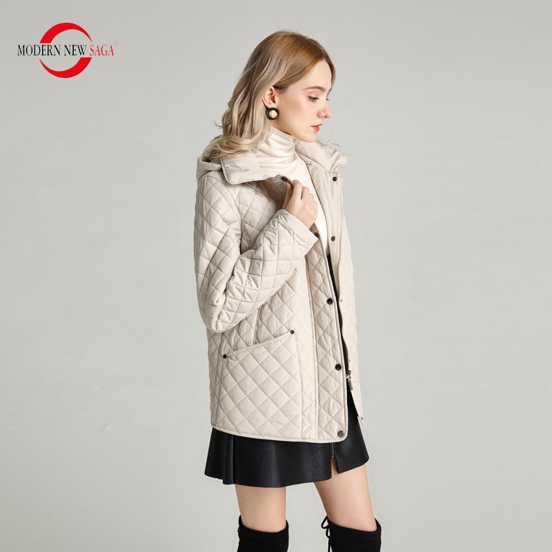 Damejakke MODERN NEW SAGA Spring Tynn bomullsjakke Mote Kortjakke dame hette