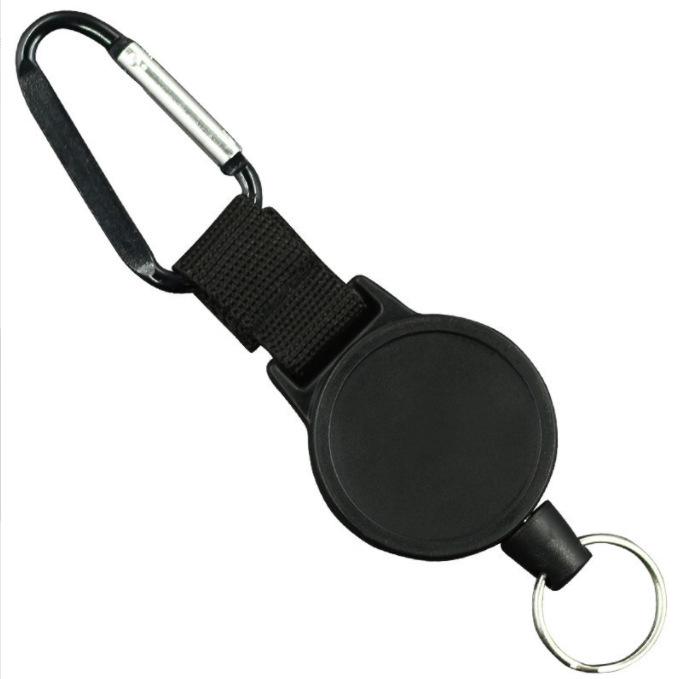 4cm Nylon Rope Retractable Keychain with Carabiner, Anti-Lost Device