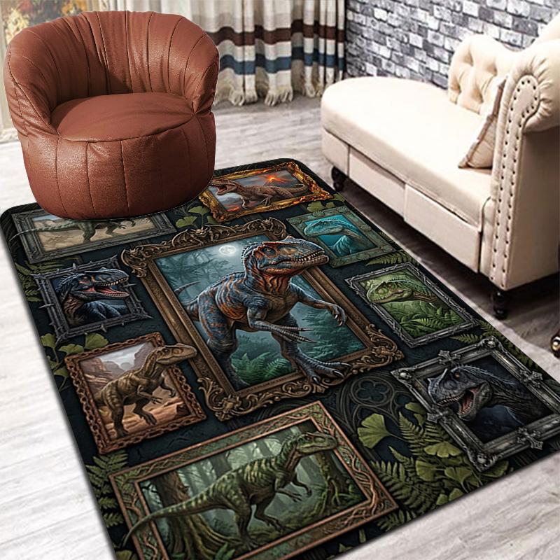 Dinosaur Collection Pattern Rug Floor Mat for Living Room or Bedroom Soft and Comfortable Carpet a Gift for Birthday and Holiday.