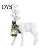 Reusable Tabletop Decoration Pieces White Flocked Elk Ornament, Ribbon Bell Decor 3D Standing Deer Minimalist Ornaments Figurine, Decorative