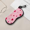Cute Pink Heart Print Soft Fabric Sunglasses Case,Portable Anti Scratch Spectacle Pouch,Lightweight Eyewear Protective Bag for Travel