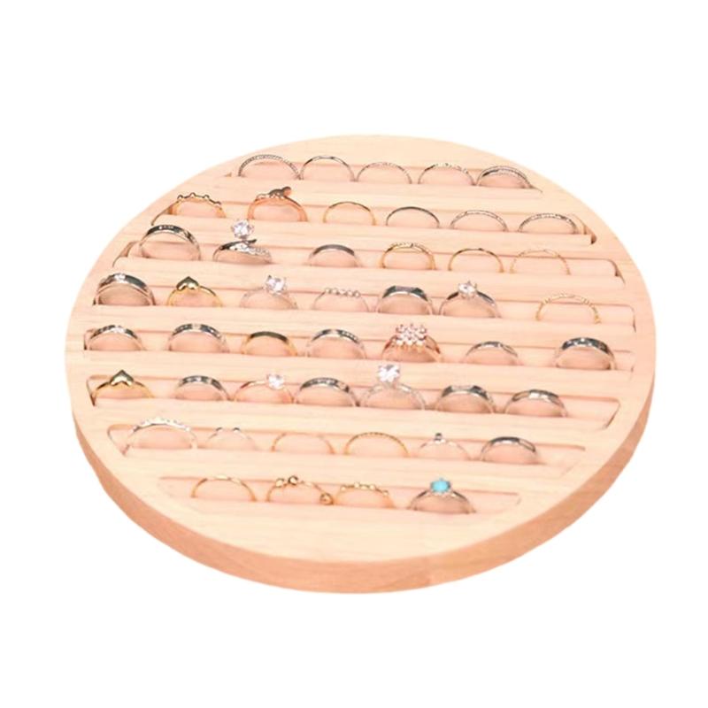 Compact Wooden Ring Earring Bracelet Organizers Plate Sturdy Countertop Display Stand Practical Rings Storage Holder