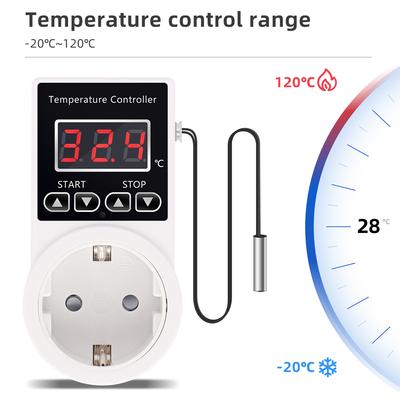 LCD Display Temperature Controller EU Plug Thermostat Socket AC 220V Precision Temp Control Outlet Switch with Waterproof Probe