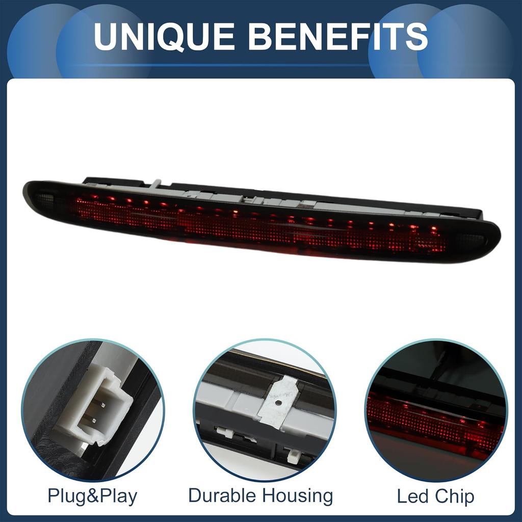 LED Third Brake Light Compatible for Mini Cooper R58 Coupe 2012-2015, Waterproof Plastic Black Housing 3rd High Mounted Stop Lamp Rear Center High
