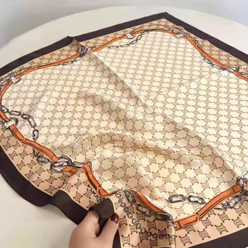 100% Mulberry Silk Plain Crepe Satin Square Scarf High-end Women's Spring, Summer and Autumn Temperament Simple Fashion Silk Scarf Scarf